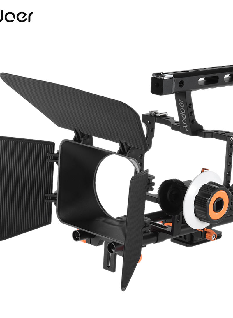 20-Piece Camera Camcorder Video Cage Rig Kit Black/Orange