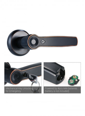Intelligent Fingerprint Keyless Door Lock Set Black 27centimeter