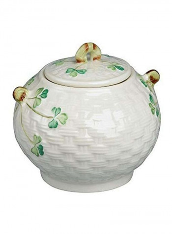 Shamrock Sugar Bowl White/Green/Yellow 3.5inch