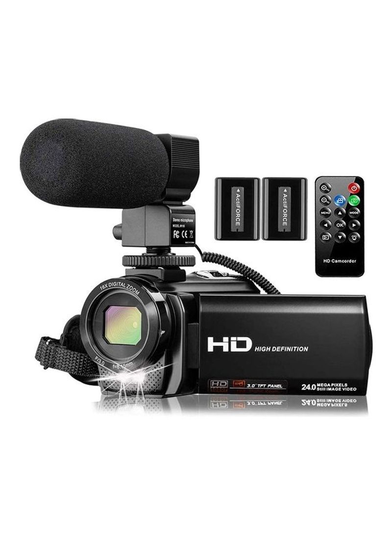 FHD 1080P 30FPS 24MP Vlogging YouTube Camera 201LM+M105 Black