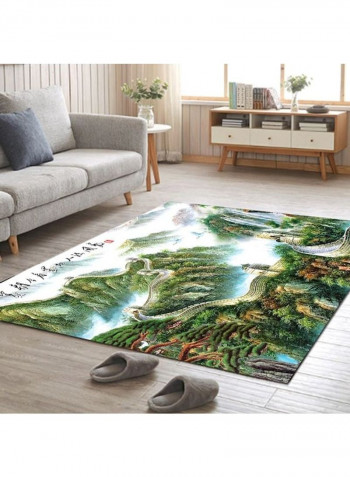 Home Rug Chinese Style Landscape Print Non-Slip Living Room Bedroom Floor Mat Green 80*180 (W*L)cmcm