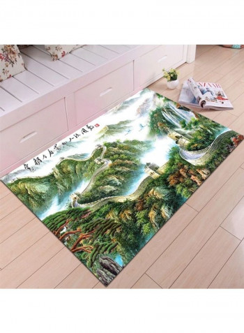 Home Rug Chinese Style Landscape Print Non-Slip Living Room Bedroom Floor Mat Green 80*180 (W*L)cmcm