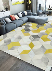 Bedroom Floor Nordic Style Creative Geometric Anti-Slip Bedside Rug Yellow 80*180 (W*L)cmcm
