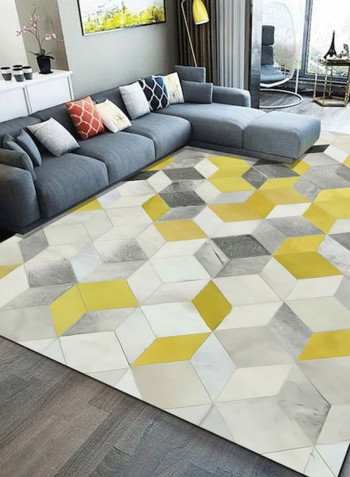 Bedroom Floor Nordic Style Creative Geometric Anti-Slip Bedside Rug Yellow 80*180 (W*L)cmcm