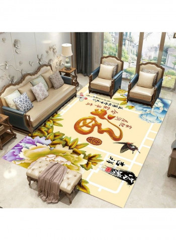 Home Rug Chinese Style Flowers Print Non-Slip Living Room Bedroom Floor Mat multicolour 80*180 (W*L)cmcm