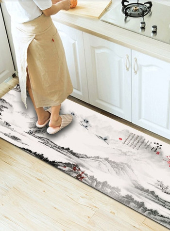 Home Rug Chinese Style Ink And Wash Print Non-Slip Living Room Bedroom Floor Mat Grey 80*180 (W*L)cmcm
