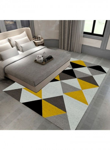 Living Room Floor Simple Triangles Print Anti-Slip Cozy Rug Yellow 80*180 (W*L)cmcm