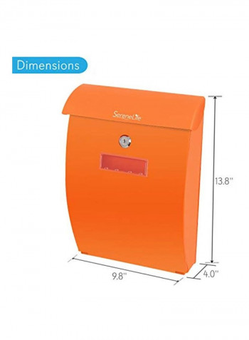 Wall Mount Locking Mailbox Orange 3.9x9.8x13.8inch