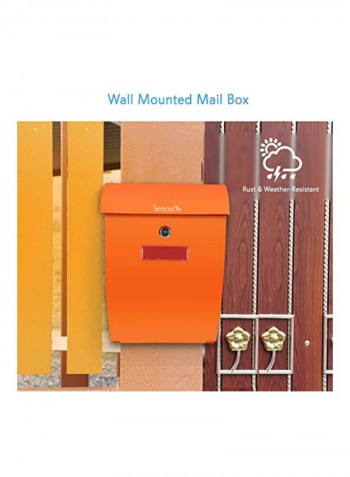 Wall Mount Locking Mailbox Orange 3.9x9.8x13.8inch