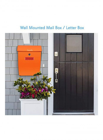 Wall Mount Locking Mailbox Orange 3.9x9.8x13.8inch