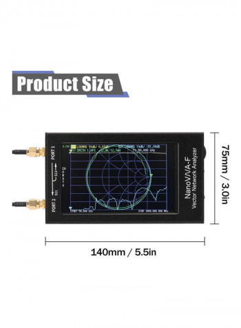 NanoVNA-F Portable Handheld Vector SWR Meter 50KHz-1000MHz 4.3 Inch IPS TFT Digital Display Touching Screen Shortwave MF HF VHF Antenna Analyzer Black 14.5cm