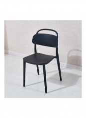 Simple Plastic Chair Office Home Dining Table Cafe Leisure Chair(Black) Black 48 X 42 X 86cm