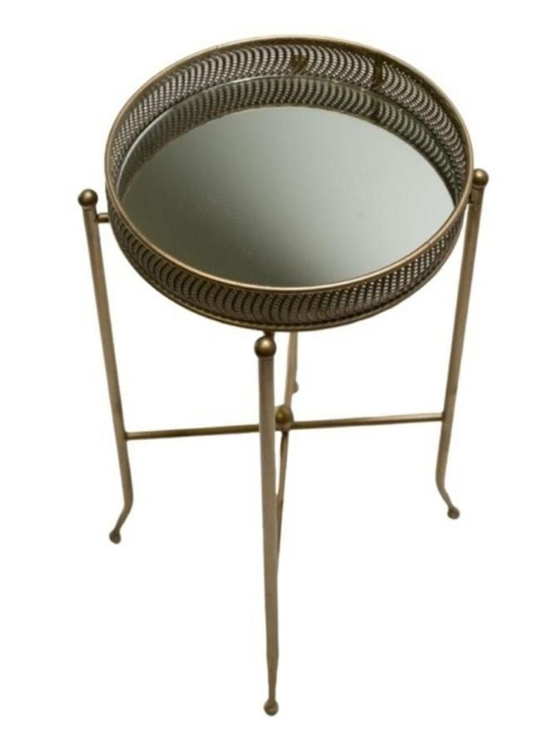 Metal Side Table With Glass Top Brass 45 x 42 x 65cm