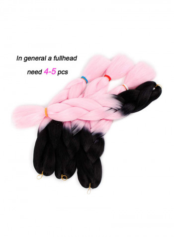 4-Piece Long Wavy Hair Extension Black/Pink 24inch