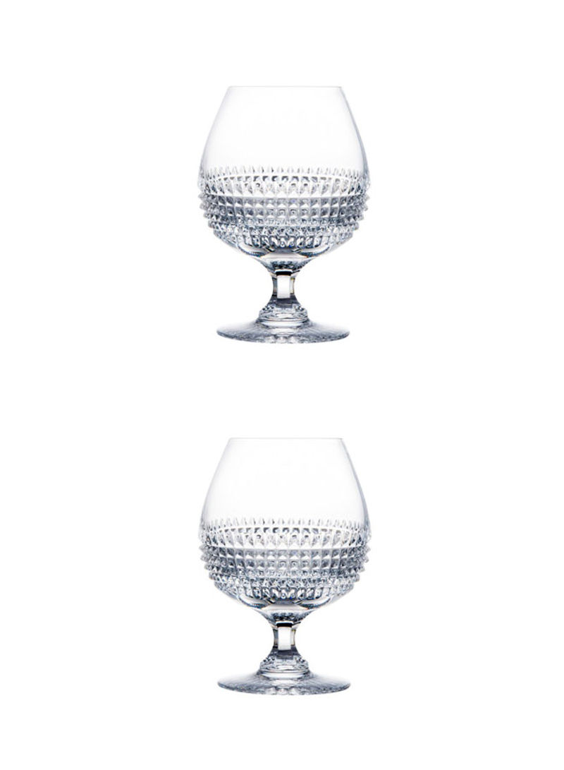 2-Piece Diamond Brandy Glass Set Clear 144x102millimeter