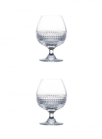 2-Piece Diamond Brandy Glass Set Clear 144x102millimeter