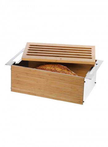 Gourmet Bamboo Bread Bin With Chopping Board Brown 43x25cm