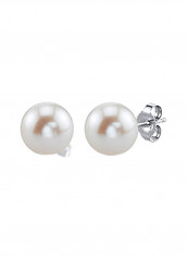 Sterling Silver Round Freshwater Cultured Pearl Stud Earrings