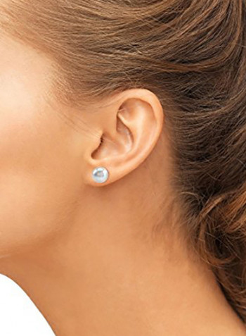 Sterling Silver Round Freshwater Cultured Pearl Stud Earrings