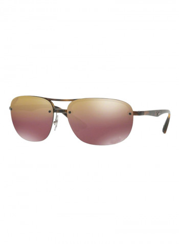 Semi Rimless Rectangular Sunglasses - Lens Size: 63 mm