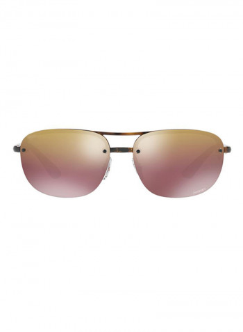 Semi Rimless Rectangular Sunglasses - Lens Size: 63 mm