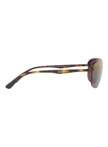 Semi Rimless Rectangular Sunglasses - Lens Size: 63 mm