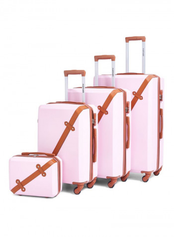 4-Piece Rolling Luggage Trolley Set Pink