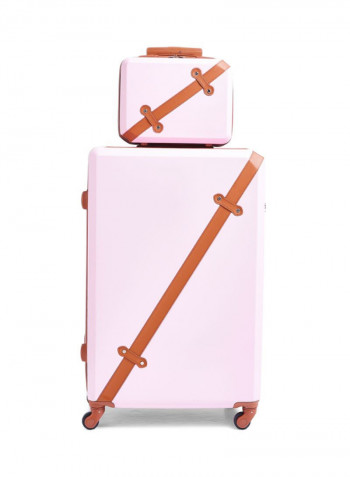 4-Piece Rolling Luggage Trolley Set Pink