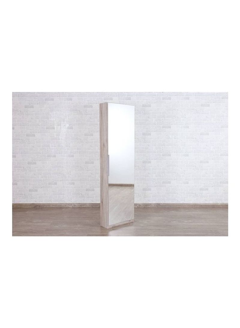 Wooden Cabinet with Mirror Door Beige/Clear