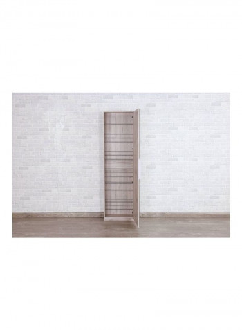 Wooden Cabinet with Mirror Door Beige/Clear