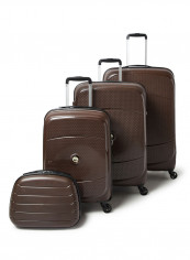 4 Piece Hardside Luggage Travel Trolley Bag Set Coffee