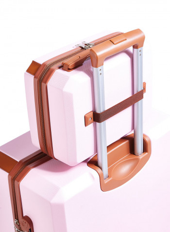 Hardside 4 Piece Luggage Trolley Set pink