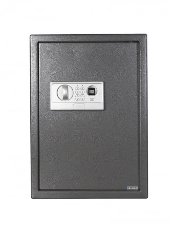 Digital Safe With Fingerprint Reader And Shelf Grey 31x31x31centimeter