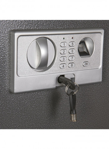 Digital Safe With Fingerprint Reader And Shelf Grey 31x31x31centimeter