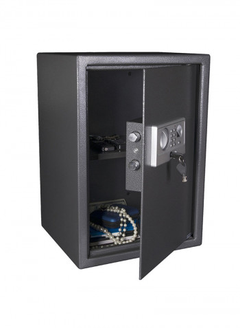 Digital Safe With Fingerprint Reader And Shelf Grey 31x31x31centimeter