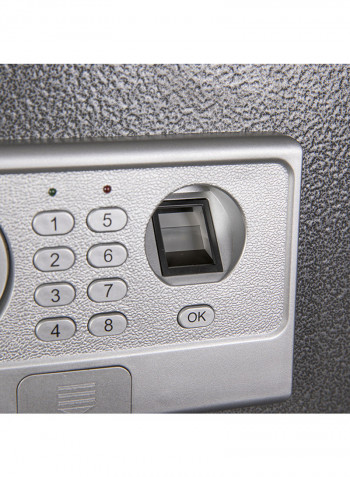 Digital Safe With Fingerprint Reader And Shelf Grey 31x31x31centimeter