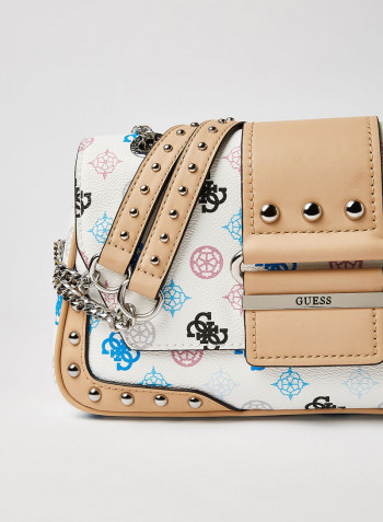 Greta Convertible Flap Crossbody Bag White Multi