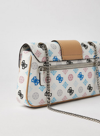Greta Convertible Flap Crossbody Bag White Multi