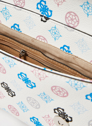 Greta Convertible Flap Crossbody Bag White Multi