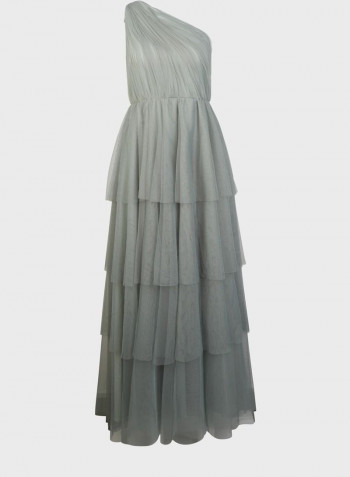 One Shoulder Layered Dress Grey
