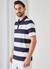 Striped  Golf Polo Navy Blue/White