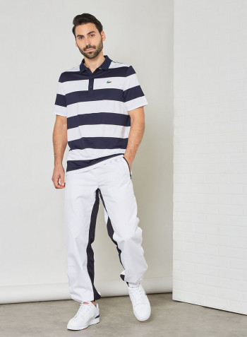 Striped  Golf Polo Navy Blue/White