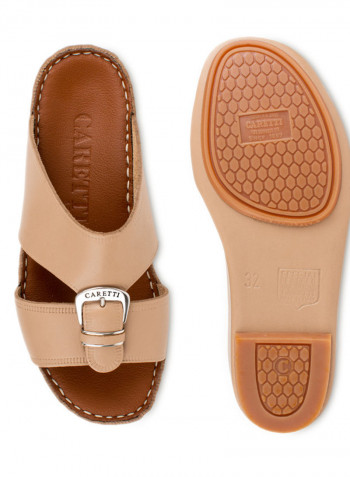 Boys Upper Buckle Detail Arabic Sandals Beige/Brown