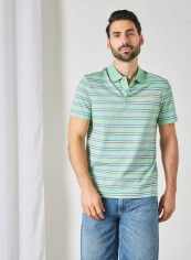 Striped Cotton Polo Green