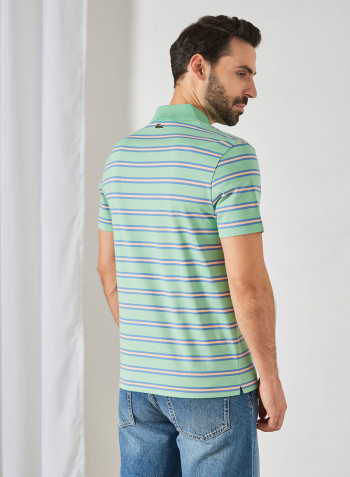 Striped Cotton Polo Green