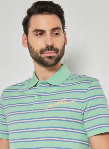 Striped Cotton Polo Green