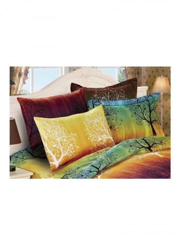 3-Piece Rainbow Tree Printed Duvet Cover Set Purple/Green/White