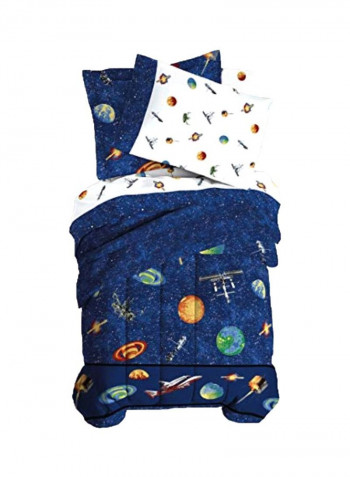 8-Piece Space Satellites Printed Comforter Set Polyester Blue/Red/Yellow Full