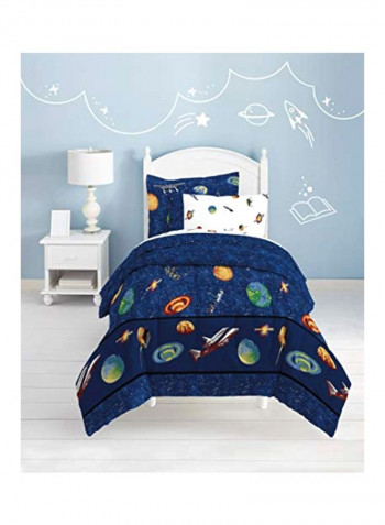 8-Piece Space Satellites Printed Comforter Set Polyester Blue/Red/Yellow Full