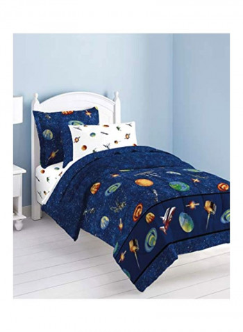 8-Piece Space Satellites Printed Comforter Set Polyester Blue/Red/Yellow Full